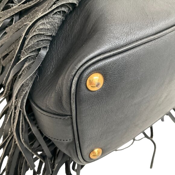 Saint Laurent Black Leather Fringe Emmanuelle Shoulder Bag - Picture 8 of 10